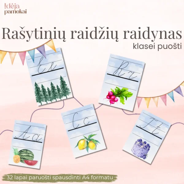 Rašytinių raidžių raidynas klasei puošti