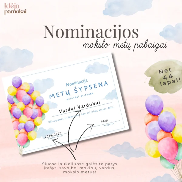 Nominacijos ir diplomas 🎈