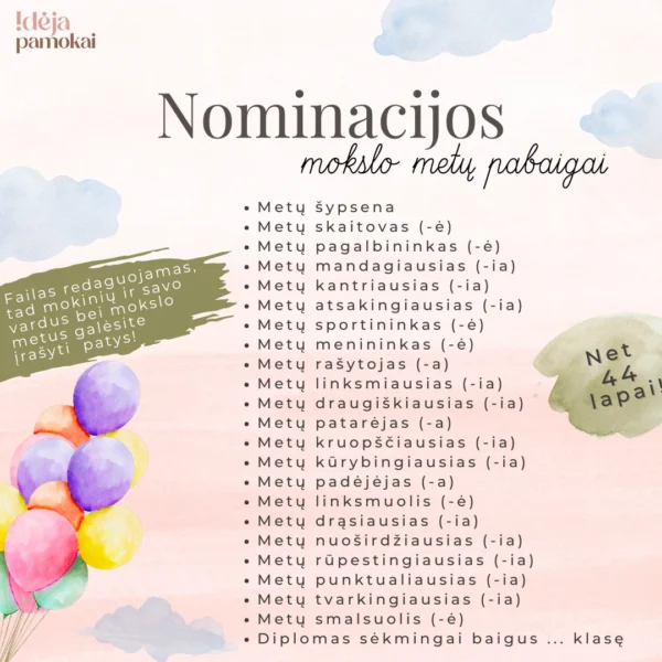 Nominacijos ir diplomas 🎈